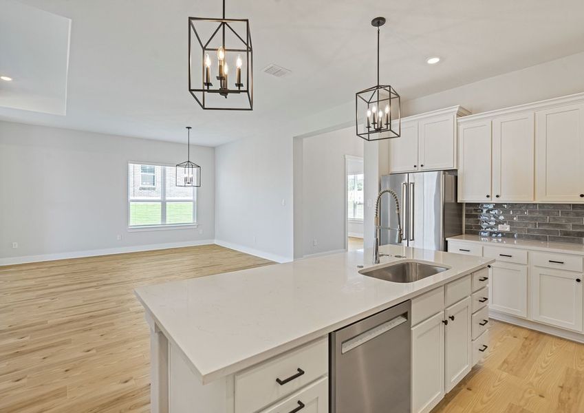 The kitchen has a convenient island. The kitchen has a convenient island.