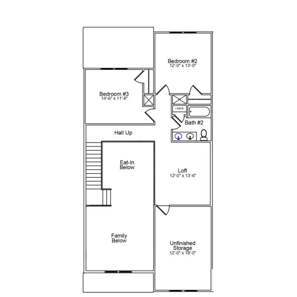 2D floor plan layout of this home in Ovation at Sweetbrier, Durham, NC (Image 4).
