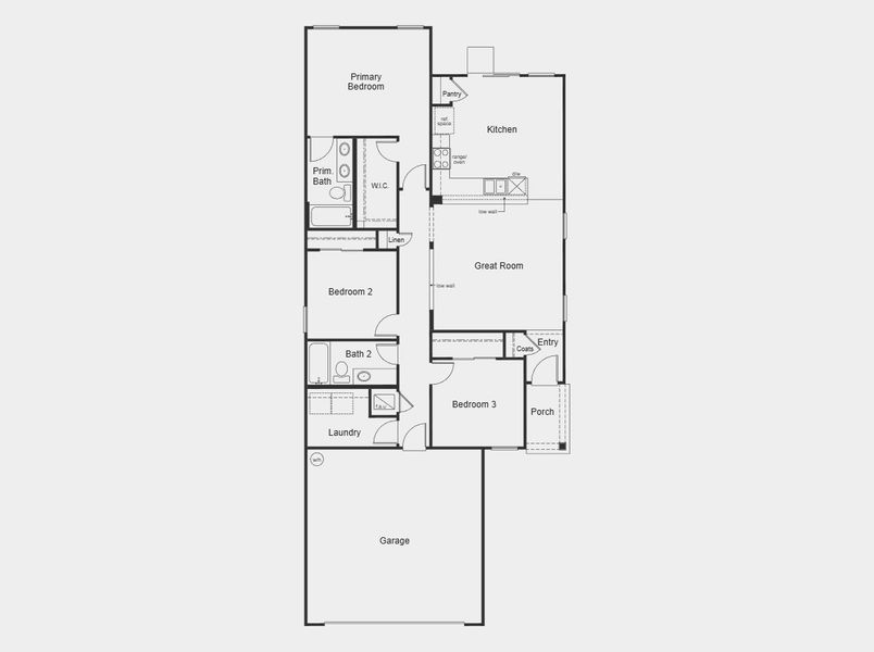 2D floor plan layout for the Plan 1342 by KB Home in Seaton Hollow, Jacksonville, FL (Image 3). 2D floor plan layout for the Plan 1342 by KB Home in Seaton Hollow, Jacksonville, FL (Image 3).