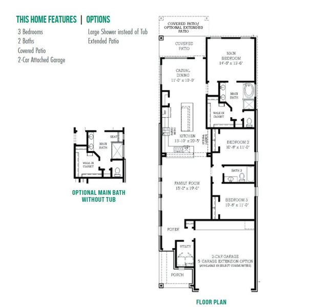 2D floor plan layout for the Ann Arbor by Chesmar Homes in Sunterra, Katy, TX (Image 4).