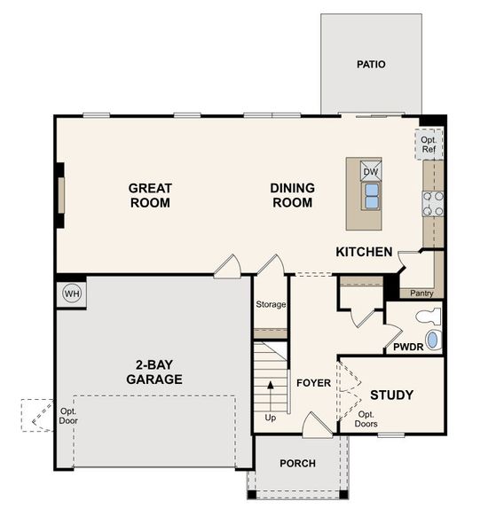 2D floor plan layout for the Fontana by Century Communities in Belleview Manor, Fairburn, GA (Image 3).