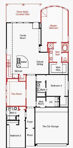2D floor plan layout of this home in The Highlands, Porter, TX (Image 5).
