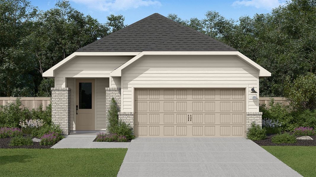 Representative exterior photo of a completed home built from the Makenna by New Home Co. in The Cottages Collection at Oakberry Trails, Waller, TX (Image 4). Representative exterior photo of a completed home built from the Makenna by New Home Co. in The Cottages Collection at Oakberry Trails, Waller, TX (Image 4).