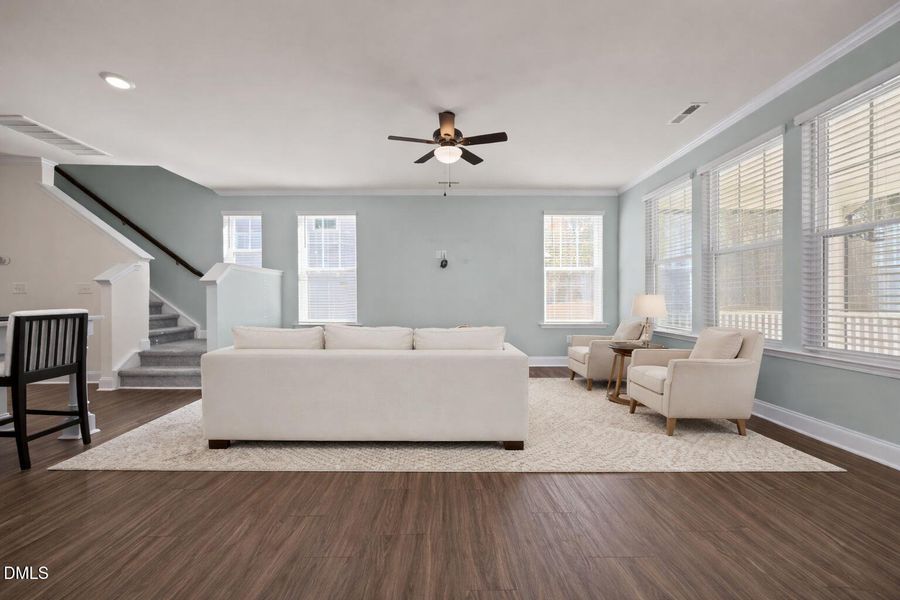 Bright and cozy living room setup