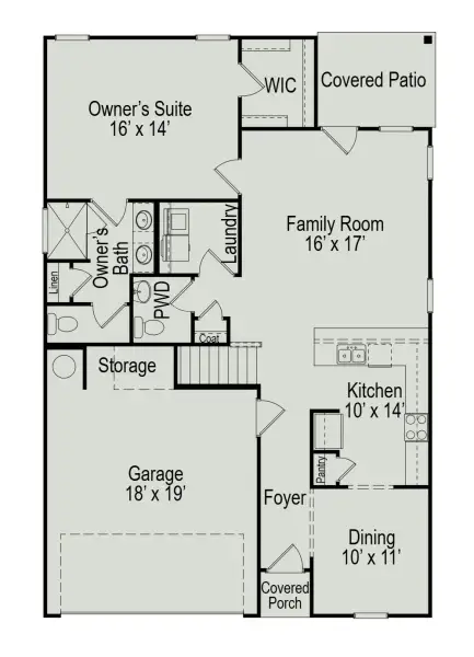 2D floor plan layout of this home in Fulshear Lakes, Fulshear, TX (Image 3).