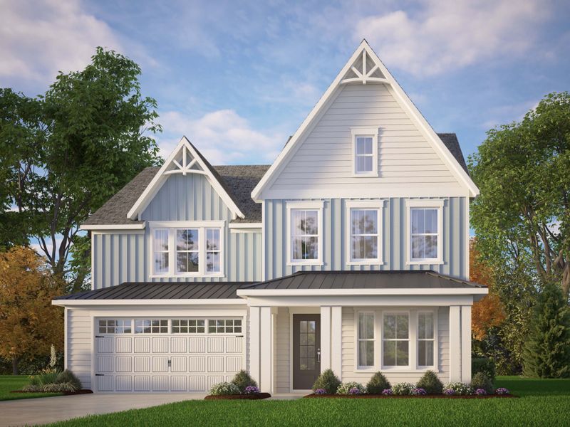 Representative exterior photo of a completed home built from the The Hampton by RobuckHomes in Stonehenge, Raleigh, NC (Image 33).