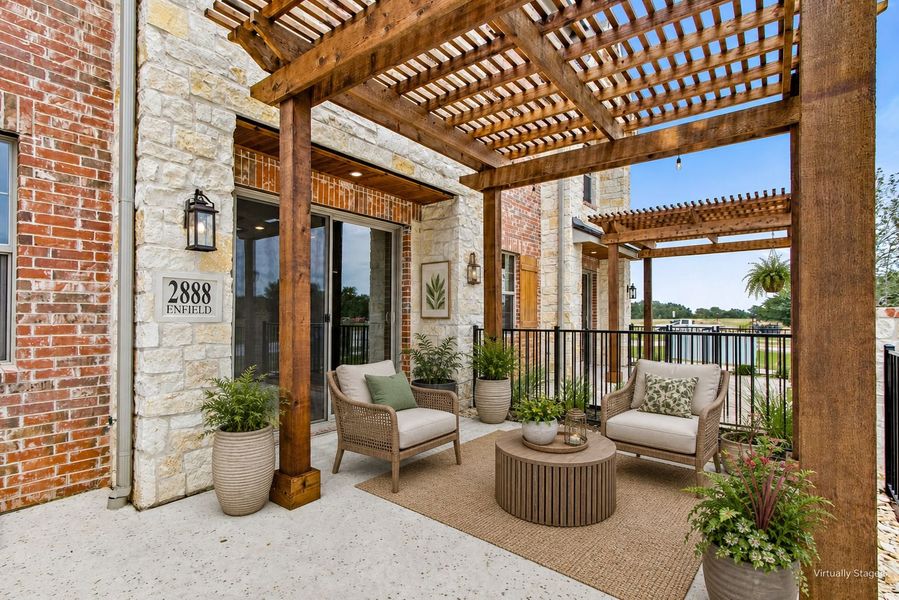 Exterior details and patio area of a home in The Tribute, The Colony (Image 28). Exterior details and patio area of a home in The Tribute, The Colony (Image 28).