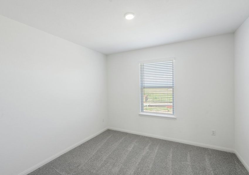 Secondary bedroom with lush carpet flooring