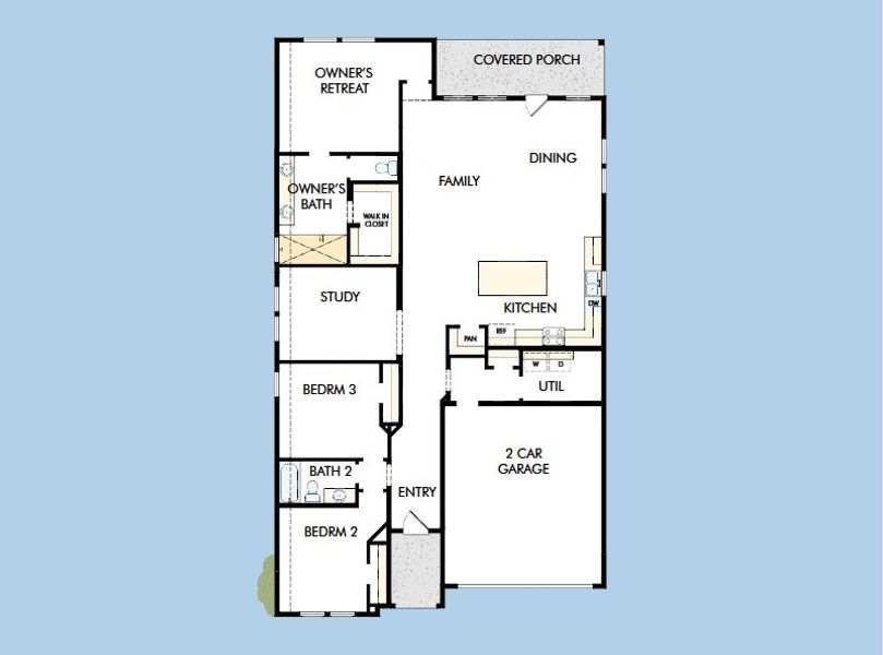 2D floor plan layout for the The Cherry Blossom by David Weekley Homes in Meyer Ranch – Select Reserve Series, Canyon Lake, TX (Image 4). 2D floor plan layout for the The Cherry Blossom by David Weekley Homes in Meyer Ranch – Select Reserve Series, Canyon Lake, TX (Image 4).