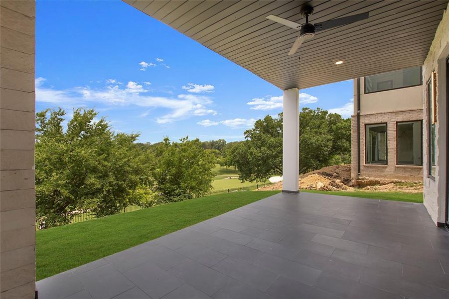 View of patio / terrace with ceiling fan