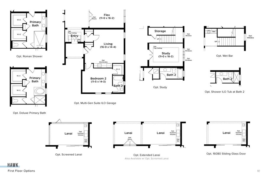 2D floor plan layout for the Hawk by DRB Homes in Serengeti, Spring Hill, FL (Image 4).