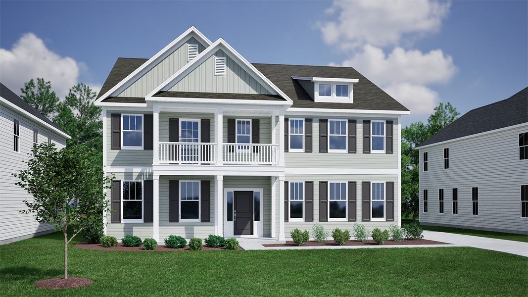 Representative exterior photo of a completed home built from the Yates II - Vanguard Collection by Mungo Homes in Ridgecrest at Midway, Anderson, SC (Image 19).