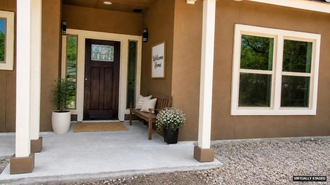 Exterior details and patio area of a home in , Fischer (Image 2). Exterior details and patio area of a home in , Fischer (Image 2).