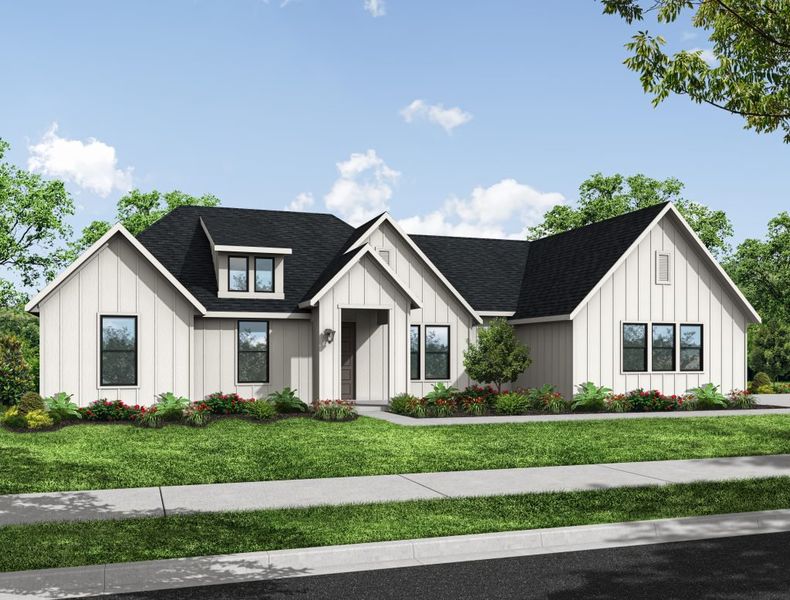 Representative exterior photo of a completed home built from the Sycamore by Impression Homes in Estates of Palmer, Palmer, TX (Image 1).