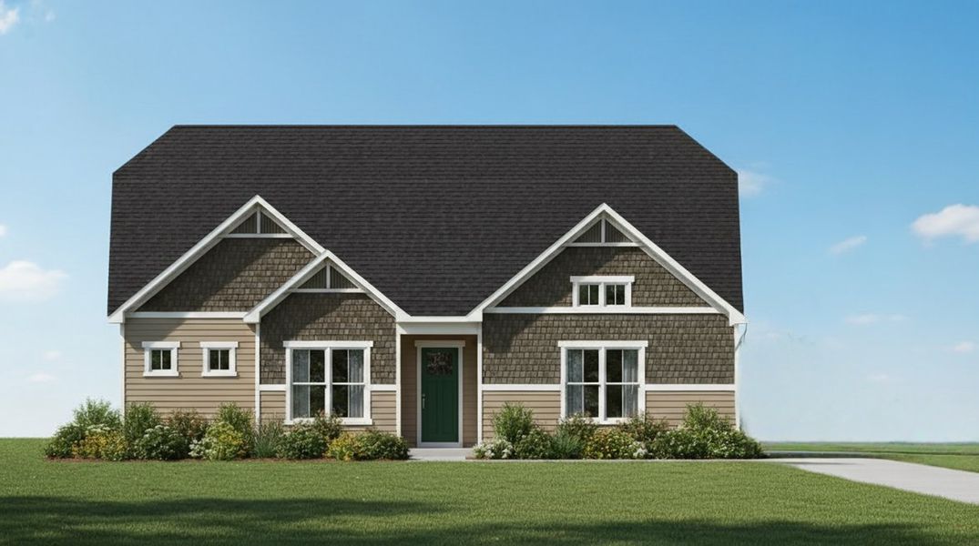 Representative exterior photo of a completed home built from the Madison by Acrew Homes in Country Club Creek, Ayden, NC (Image 5). Representative exterior photo of a completed home built from the Madison by Acrew Homes in Country Club Creek, Ayden, NC (Image 5).