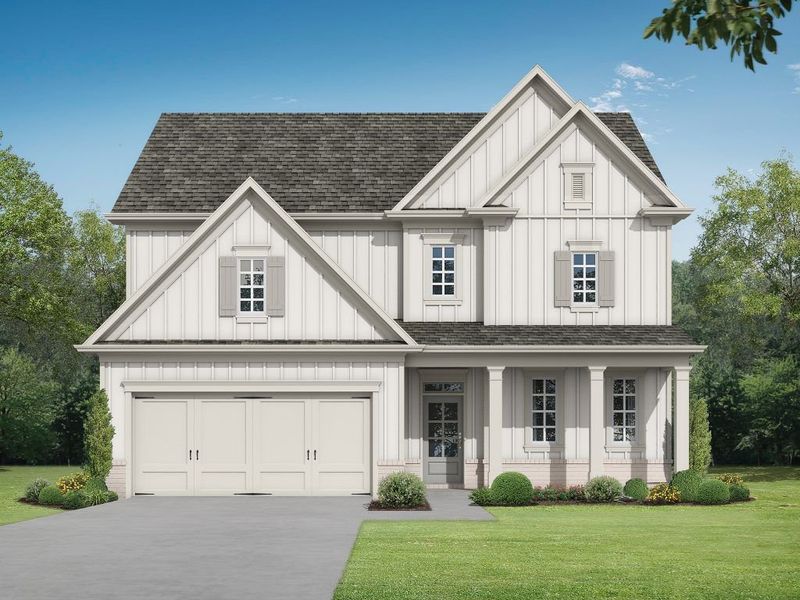 Representative exterior photo of a completed home built from the The Maddox by Walker Anderson Homes in Hemingway, Flowery Branch, GA (Image 1).