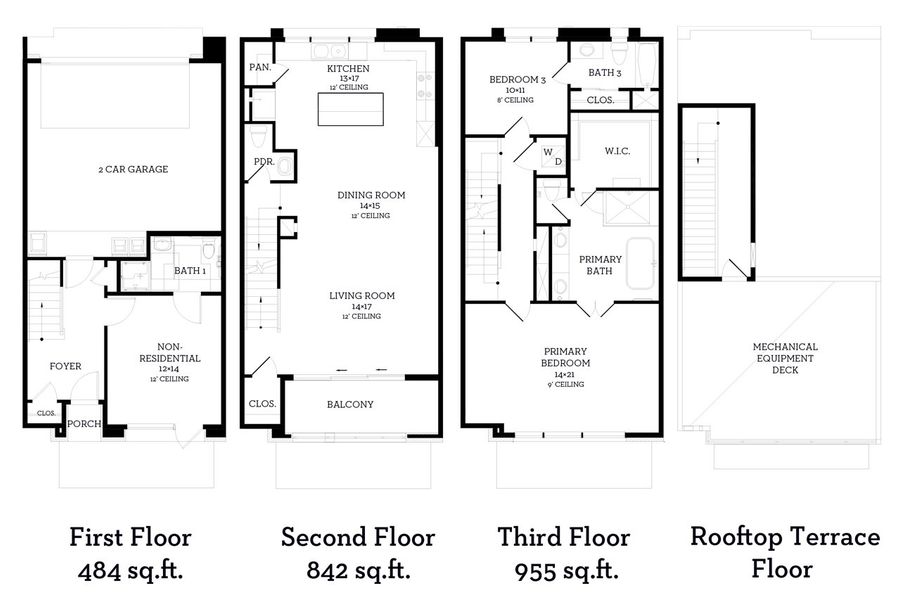 2D floor plan layout of this home in MUELLER EIGHT LIVE WORK COLLECTION, Austin, TX (Image 2). 2D floor plan layout of this home in MUELLER EIGHT LIVE WORK COLLECTION, Austin, TX (Image 2).