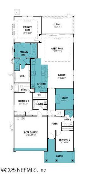 2D floor plan layout of this home in RiverTown - WaterSong, St. Johns, FL (Image 3).