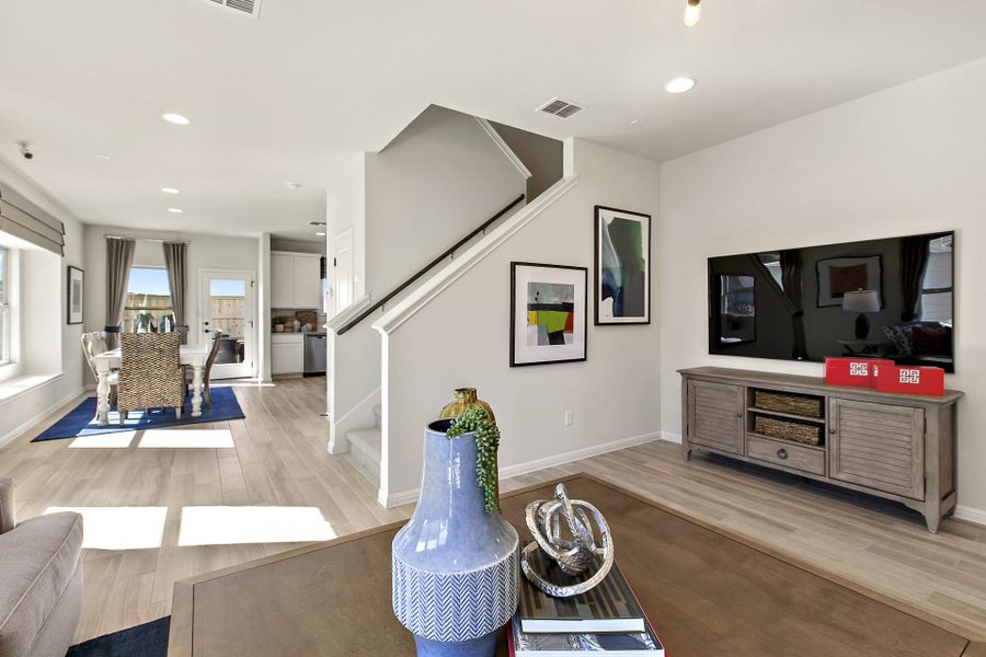 Furnished interior view inside a new home in Crosswinds, Kyle (Image 9).