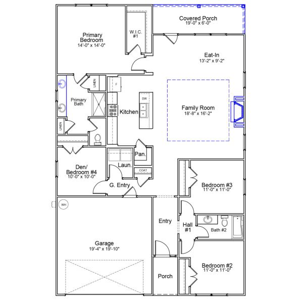 2D floor plan layout of this home in Citadel Point at Southbridge, Sneads Ferry, NC (Image 2).