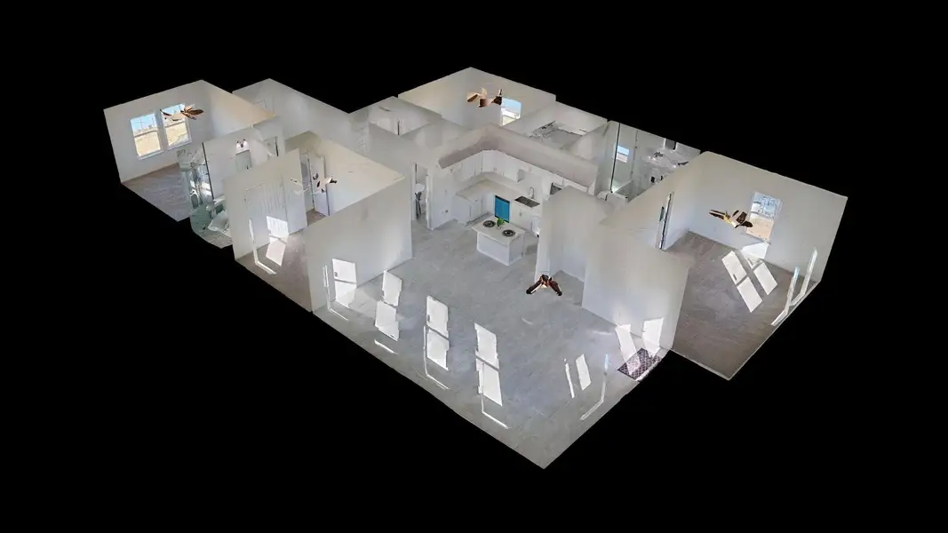This is a 3D model of a modern, open-concept home layout featuring multiple rooms, including a kitchen, living area, and bedrooms. The design emphasizes spaciousness and natural light. This is a 3D model of a modern, open-concept home layout featuring multiple rooms, including a kitchen, living area, and bedrooms. The design emphasizes spaciousness and natural light.