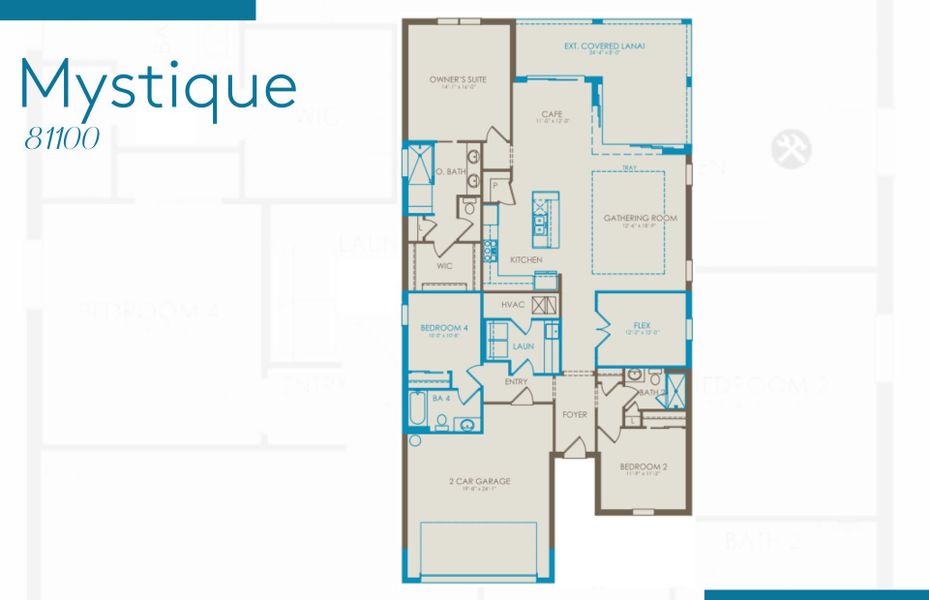 2D floor plan layout of this home in BeachWalk by Manasota Key, Englewood, FL (Image 2).