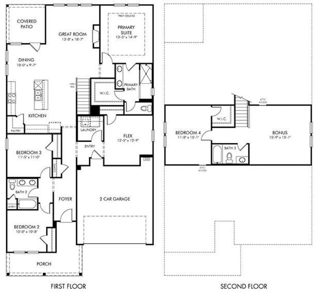 2D floor plan layout of this home in Parkside at Grayson, Grayson, GA (Image 5).