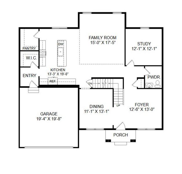 2D floor plan layout for the Magnolia by Keystone Custom Homes in Windermere Farms, Waxhaw, NC (Image 5).