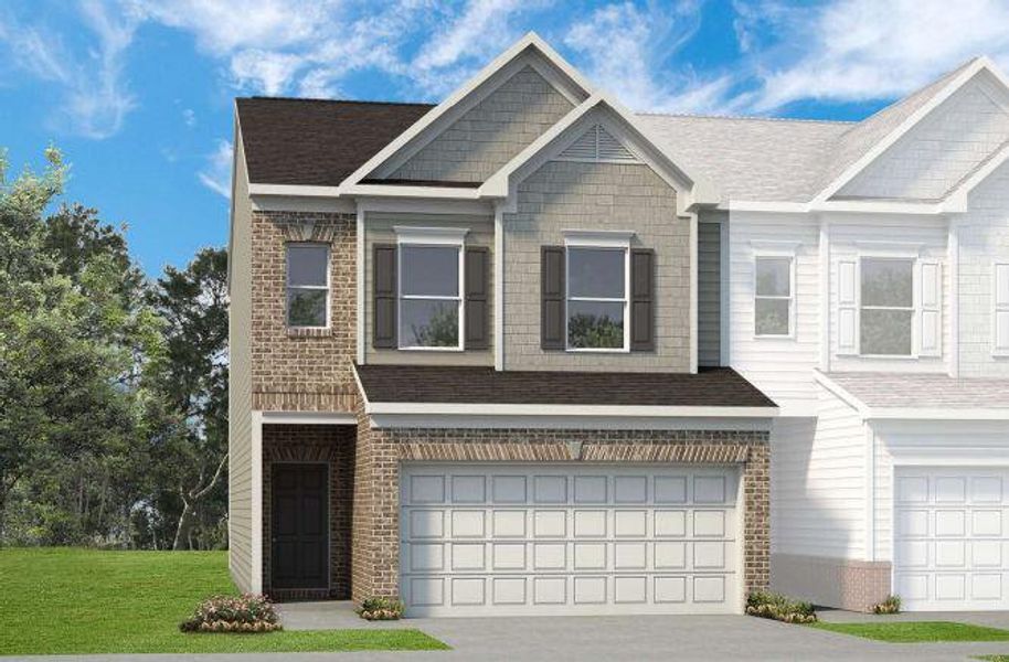 Front exterior of a new home in Franklin Manor, Lawrenceville, GA, highlighting curb appeal (Image 1). Front exterior of a new home in Franklin Manor, Lawrenceville, GA, highlighting curb appeal (Image 1).