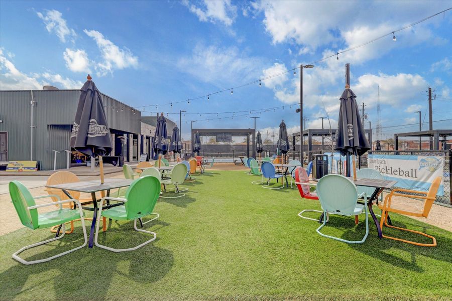 EaDo Pickleball blends recreation and relaxation with colorful outdoor seating, lively atmosphere, and pickleball courts just minutes from downtown. A favorite neighborhood hangout for games, drinks, and social gatherings in Houston’s East End. EaDo Pickleball blends recreation and relaxation with colorful outdoor seating, lively atmosphere, and pickleball courts just minutes from downtown. A favorite neighborhood hangout for games, drinks, and social gatherings in Houston’s East End.