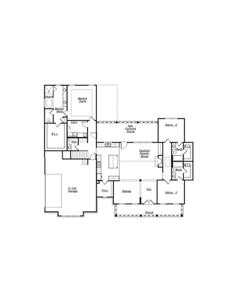 2D floor plan layout for the (GA) The Bentley | Side Entry by Reliant Homes in Spring Creek, Monroe, GA (Image 3).