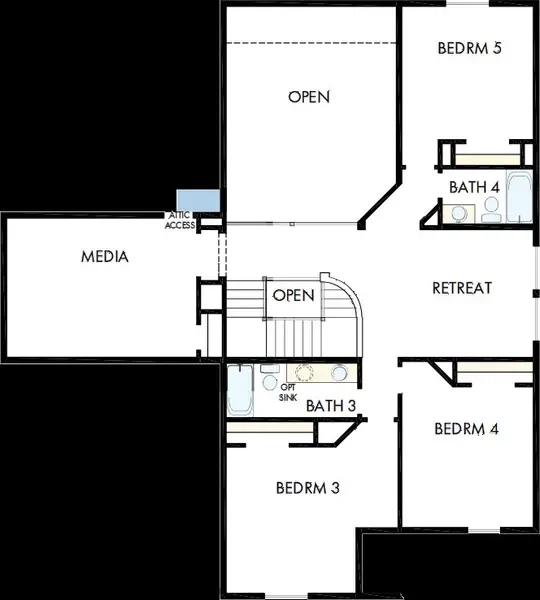 2D floor plan layout of this home in Redden Farms - Executive Series, Midlothian, TX (Image 3).