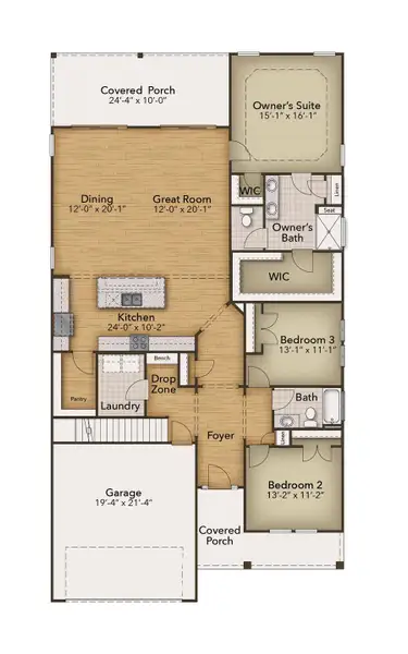 2D floor plan layout of this home in Terrapin, Leland, NC (Image 3).