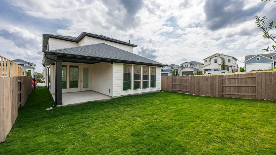 Exterior details and patio area of a home in Easton Park, Austin (Image 3).