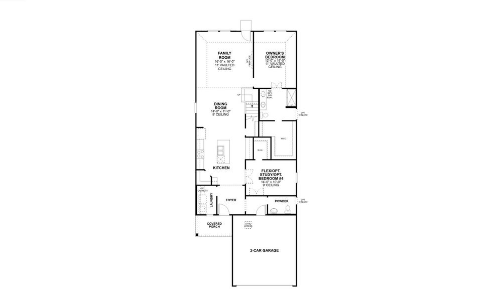 2D floor plan layout for the Rosemary - 30' Smart Series by M/I Homes in Lane Ranch, Sanger, TX (Image 4). 2D floor plan layout for the Rosemary - 30' Smart Series by M/I Homes in Lane Ranch, Sanger, TX (Image 4).