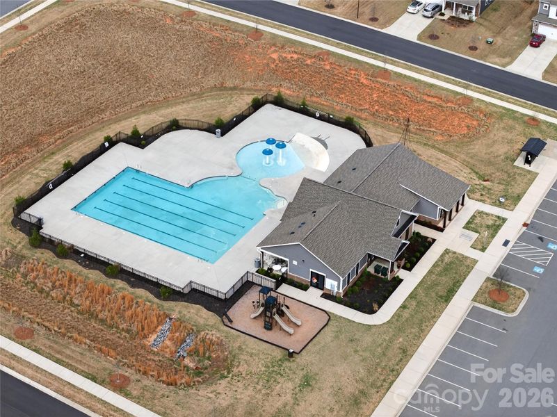 Club house includes a fitness center along with the outdoor pool and splash pad.