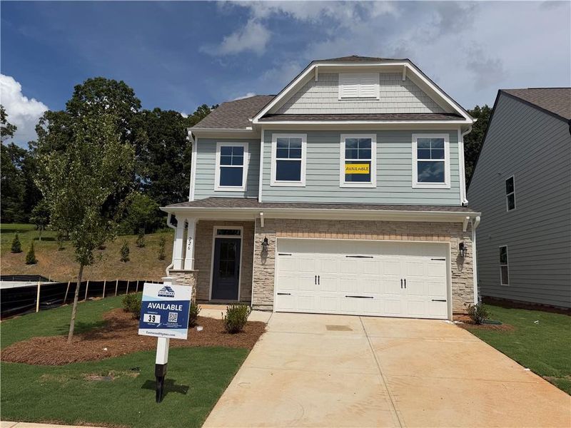 Front exterior of a new home in Villas at Dawsonville, Dawsonville, GA, highlighting curb appeal (Image 2).