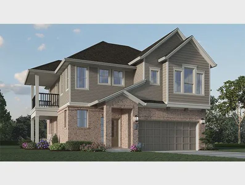 Front exterior of a new home in Bridgeland Courtyard, Cypress, TX, highlighting curb appeal (Image 10).