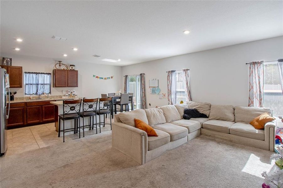 Living room and kitchen