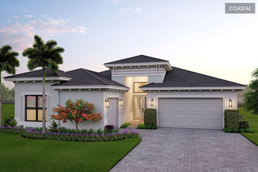 Representative exterior photo of a completed home built from the Oracle by GL Homes in Apex at Avenir, Palm Beach Gardens, FL (Image 2).