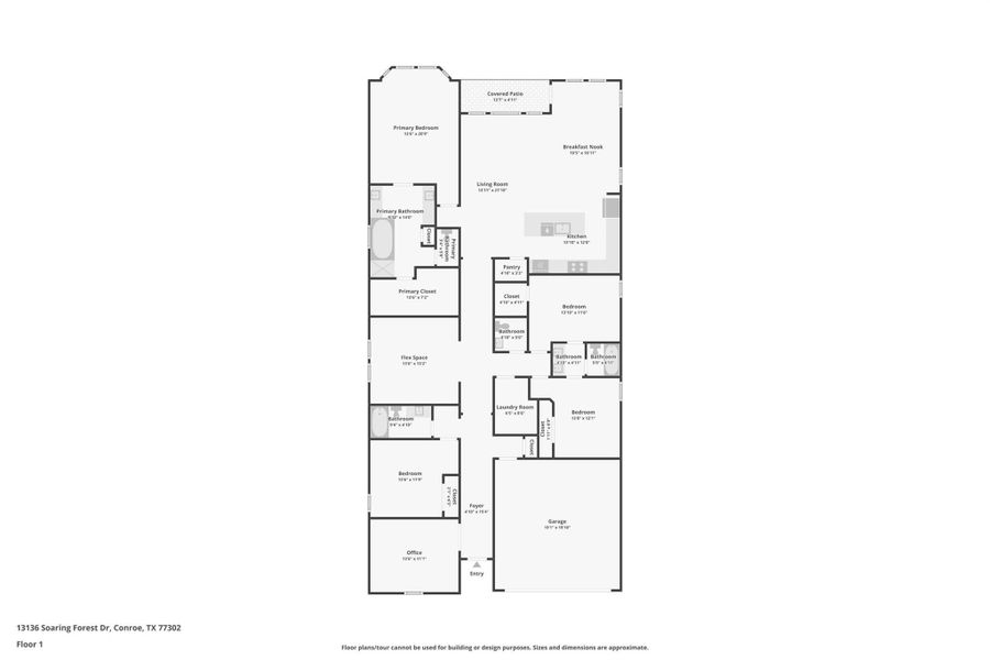 2D floor plan layout of this home in Evergreen 50', Conroe, TX (Image 3).