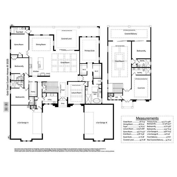 2D floor plan layout for the The Destin II by Gold Coast Custom Homes in The Conservatory, Palm Coast, FL (Image 1).