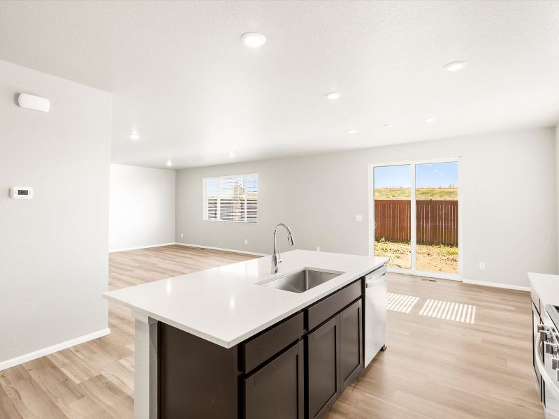 Furnished interior view inside a new home in Buffalo Highlands: The Flora Collection, Commerce City (Image 4). Furnished interior view inside a new home in Buffalo Highlands: The Flora Collection, Commerce City (Image 4).