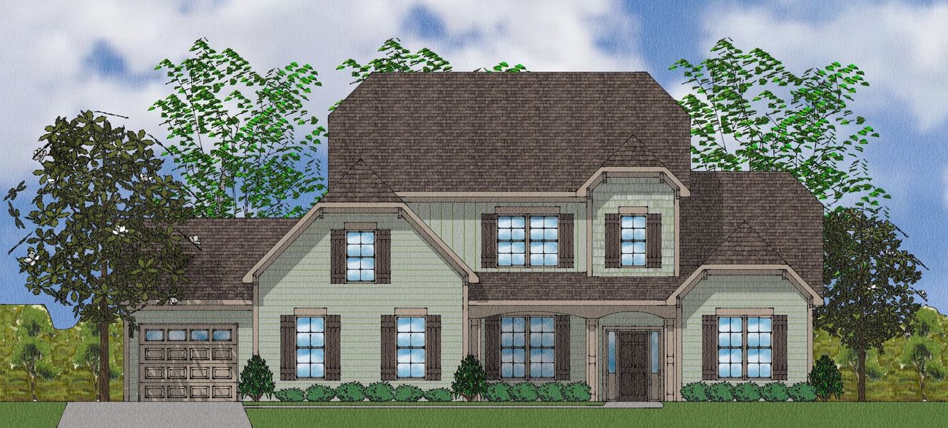 Representative exterior photo of a completed home built from the Bridges II - Elite Collection by Mungo Homes in Suter Estates, Easley, SC (Image 22).