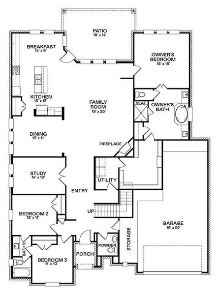 2D floor plan layout of this home in Bridgeland, Cypress, TX (Image 16).