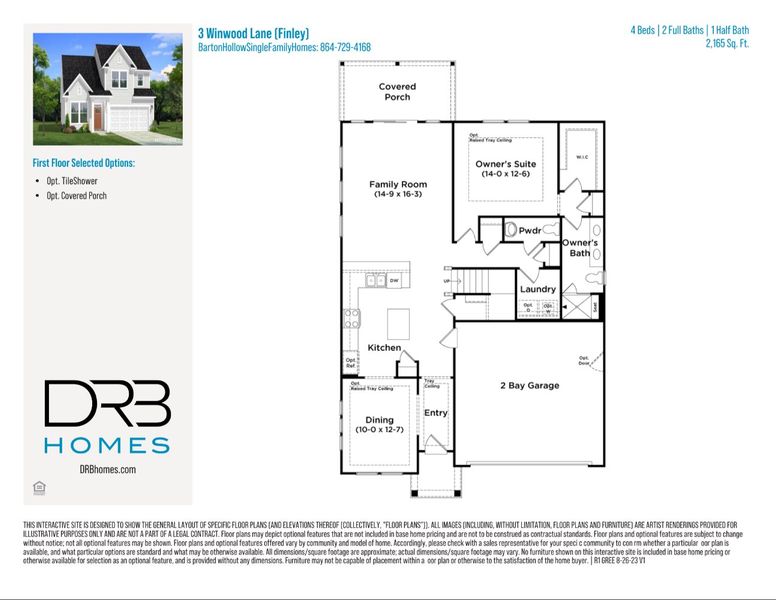 2D floor plan layout of this home in Barton Hollow Single Family Homes, Fountain Inn, SC (Image 3).