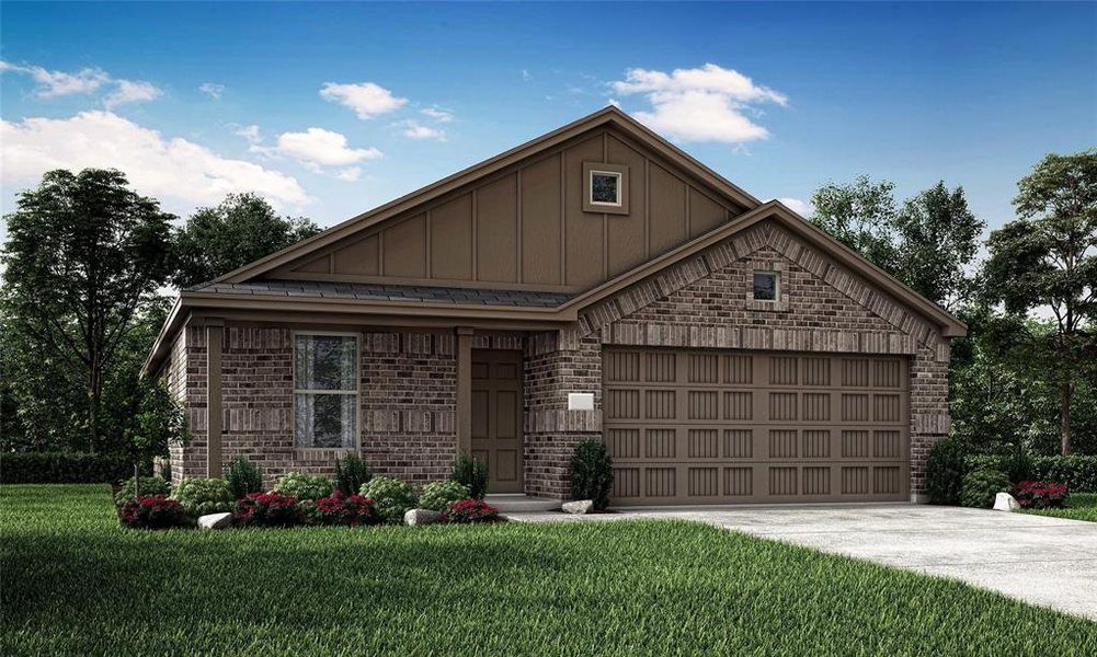 View of front of home featuring a front lawn