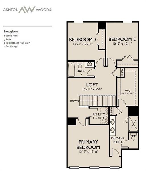 2D floor plan layout of this home in Leydenview, Mableton, GA (Image 4).