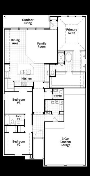 2D floor plan layout for the 500 by Highland Homes in Star Trail: 55ft. lots, Prosper, TX (Image 4).