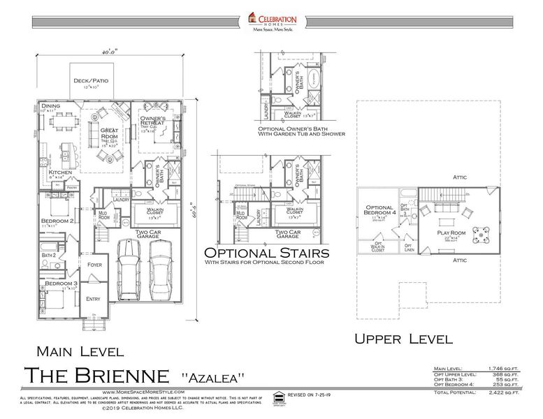 2D floor plan layout for the Brienne by Celebration Homes in Sycamore Grove, Murfreesboro, TN (Image 2).